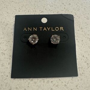Ann Taylor Cubic Zirconia Round Stud Earrings with Gold Studding